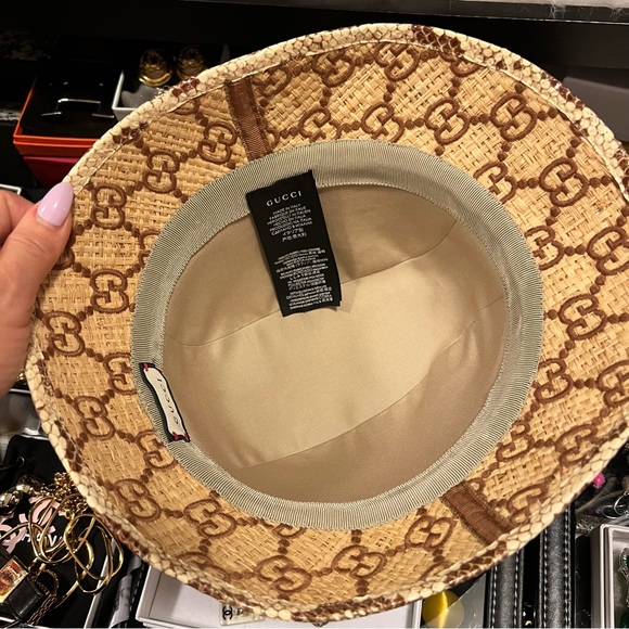 Authentic Gucci beige brown raffia snake trim hat - Picture 5 of 8
